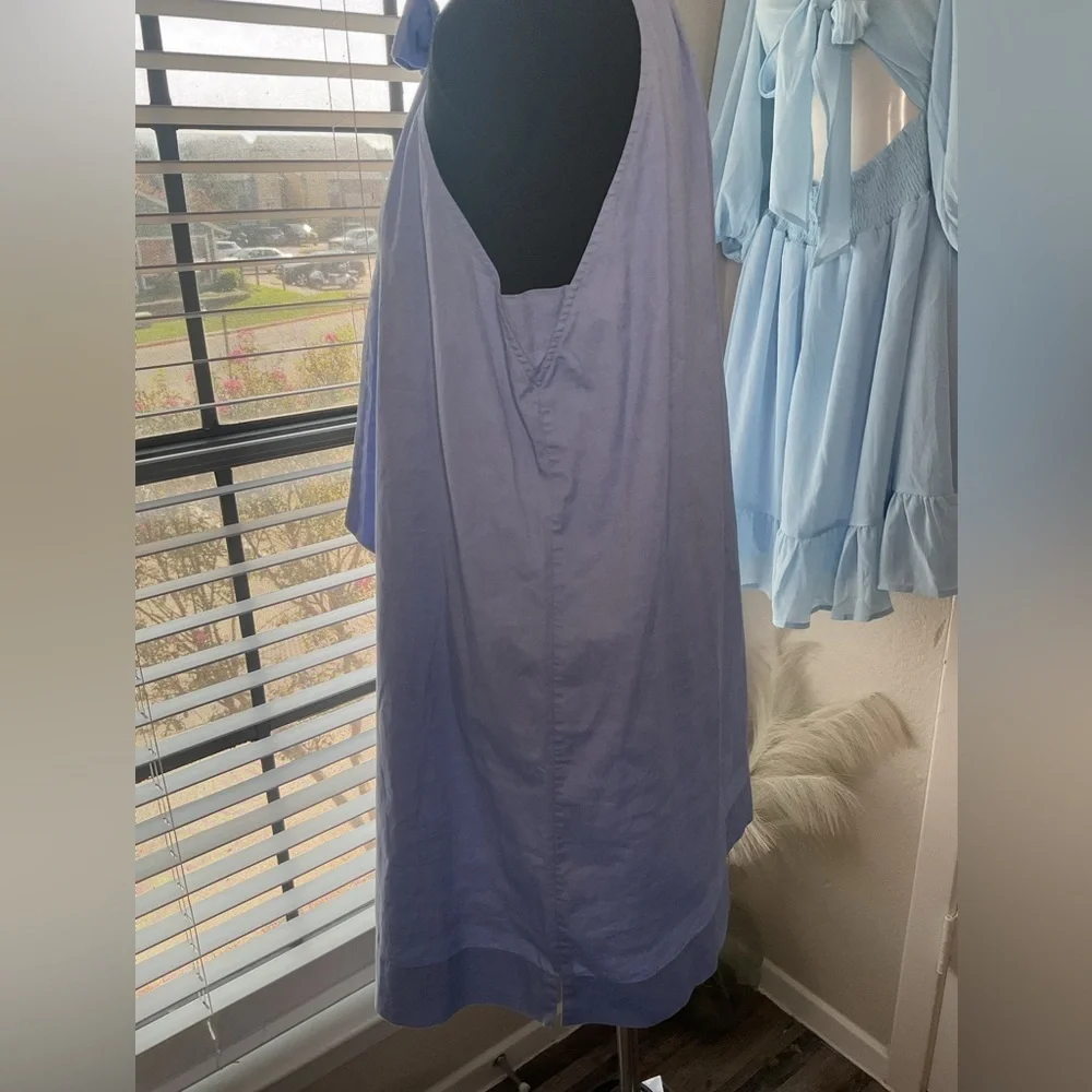 J. Crew Light Blue Tie Neck Mini Dress